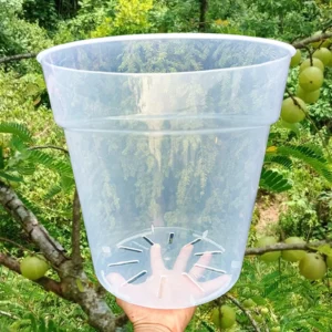 3 pcs Clear Nursery Pots 11.8 inch, Transparent Plant pots with Drainage