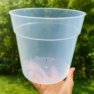 4 pcs Clear Nursery Pots 10 inch, Transparent Plant pots with Drainage