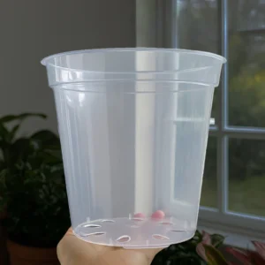 Clear Nursery Pots 6 pcs 8 inch Transparent Plant pots with Drainage, Seeding pots, Orchid pots