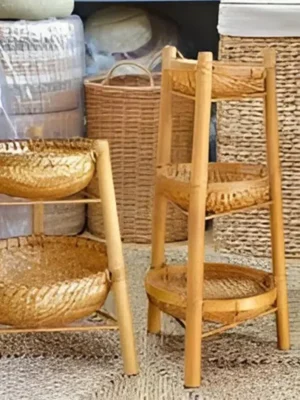 Handcrafted Bamboo 2-Tier / 3-Tier Shelf